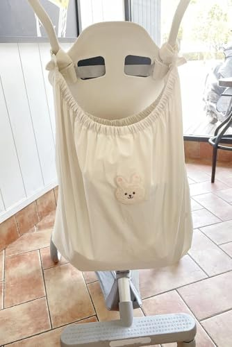 Pawleso Kinderwagen Einkaufstasche XL, große Kinderwagentasche, 70×40 cm, Buggy Organizer, Wickelflaschen Aufbewahrungstasche, leichte wasserdichte Nylontasche (Milchig, Süße Hase 70 * 40cm)