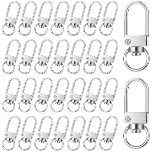 Lot de 30 mousquetons porte-clés avec mousqueton, porte-clés à clip, fermoir mousqueton en métal avec articulation pivotante, pour bricolage, sac à main, porte-clés, bijoux, collier pour animaux de