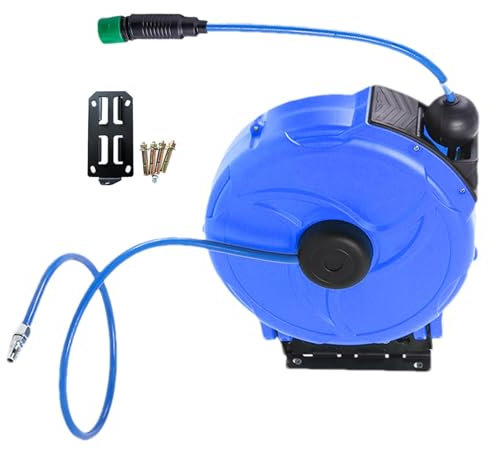 Garden Hose Reel - Wall Mounted Hose Reel | 12mm*12m Double-Layer Wall-Mounted Retractable Reel with Hose Guide | Heavy Duty Water Hose Reel for Outdoor Use | Garden Hose Holder Anti-Freeze