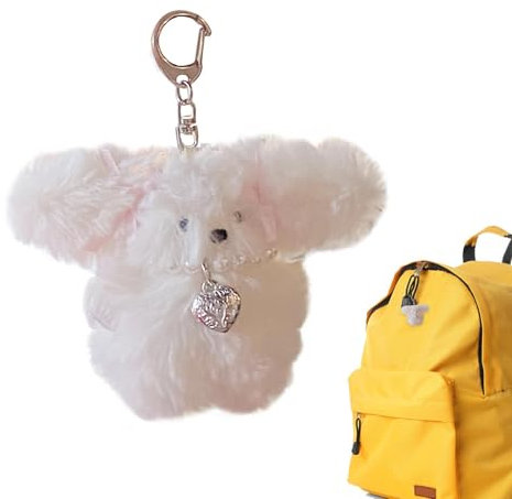 puzzlegame Niedlicher Plüsch-Schlüsselanhänger, Plüsch-Hunde-Schlüsselanhänger, Süßer Hund, schöner Tierperlen-Taschenanhänger, Modisches Accessoire, Rucksack-Clips, Auto-Schlüsselanhänger für