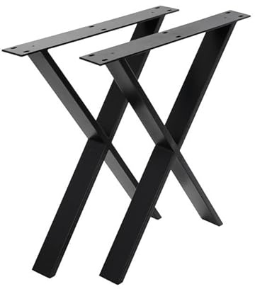 WOODYGIFT Tischbeine Metall Schwarz X-Form – 2er-Set Tischgestell 66x71,5 cm – Industrial Tischfüße für Esstisch, Schreibtisch & Couchtisch – Pulverbeschichtet & Stabil - Belastbar bis 250 kg