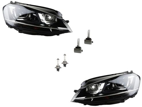 Johns, Scheinwerfer Links & Rechts Set passend für VW Golf VII TFL + Leuchtmittel