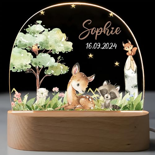 Kidsmood – Nachtlicht für Baby & Kinder – Dimmbare Nachtlampe mit Weihnachtsmotiv & Namen – Personalisierte Geschenke zu Weihnachten - Weihnachtsdeko für Kinderzimmer und unter dem Weihnachtsbaum