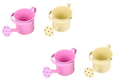 Arrosoir, Cadeaux for Enfants 4 pièces arrosoir en Fer arrosoir en métal Bouilloire arrosoirs for Plantes arrosoir en Fer bidons arrosoir en métal Cadeaux for Enfants(Beige+Pink)
