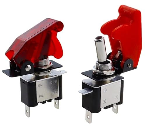 Interruttore a levetta illuminato for camion for barche for auto con protezione ribaltabile for aereo di sicurezza Rosso Blu Verde Giallo Bianco 12V20A * 2 pezzi(Transparent green)