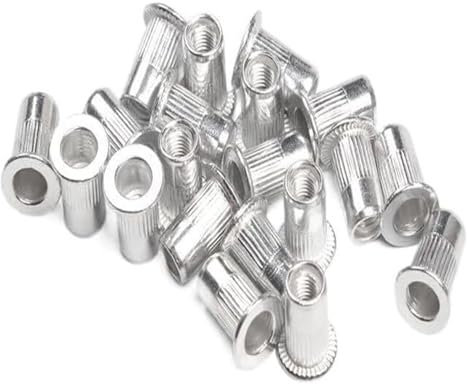 Edelstahl-Niete, 20/50 Stück M3 M4 M5 M6 M8 M10 Nietmutter aus Aluminiumlegierung, Flachkopf-Gewinde-Blindniet-Einsatzmutter for Schraubenbolzen(50pcs,M6)