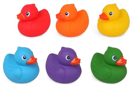 Kiokids | Set di 6 anatre in vinile per bagno e gioco | Design sicuro e morbido per bambini | Consigliato da 3 mesi | Giocattolo educativo e divertente | Facile da afferrare | Ideale per acqua e fuori