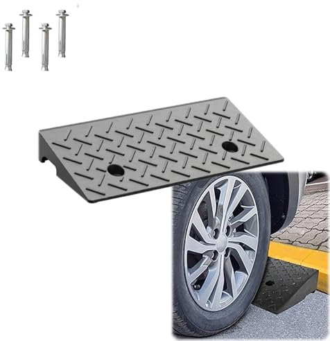 Bordsteinrampe 4 7 8 10 15cm Hoch Gummirampe Schwerlast Bordsteinkanten-Rampe Schwarz Tragbare Schwellenrampe Auffahrhilfe für Rollstuhl Auto Motorrad Fahrrad, Rutschfeste Rampenmatte(1.97 Rise/5cm)