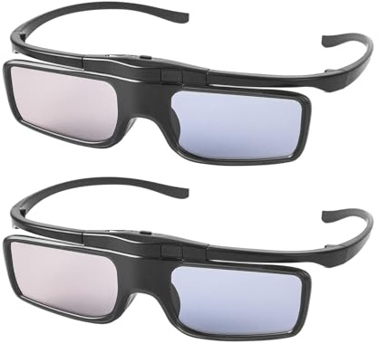 RF 3D Glasses, Active Shutter RF 3D Glasses Rechargeable Suitable for RF 3D TV Projectors, RF 3D Eyewear, Compatible with TDG-BT500A, SSG-5100GB, AN3DG40, Pack of 2