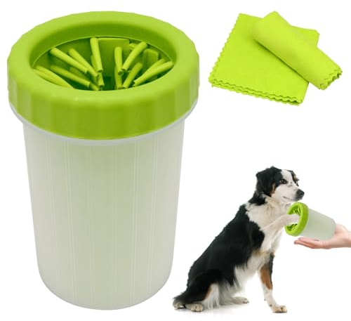 Portable Dog Paw Cleaner, Dog Foot Washer, Comfortable Silicone Pet Foot Cleaner with 2 Towel for Dogs Massage Grooming Dirty Claws Claws(Large)