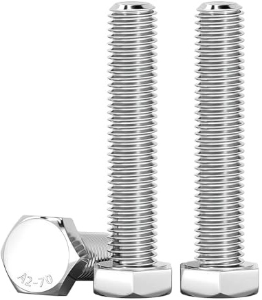Drenky 10 Stück M10 Sechskantschrauben Edelstahl Schrauben A2 V2A M10 x 60mm Sechskantkopfschraube DIN 933 Maschinenschrauben Bolzen für Möbelreparatur, Automobil- und Maschinenmontage, Silber