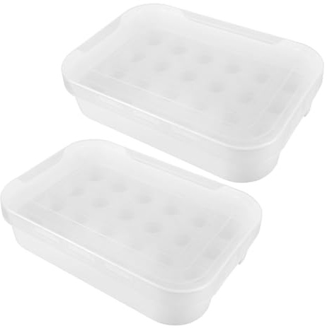 OSALADI 2piezas Cajas para Huevos Frescos de Transparente Huevera Hogar Apilable con Tapa para Contenedores de Alimentos el Refrigerador