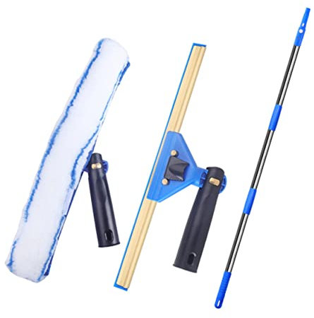 SAFIGLE Kit De Limpieza De Ventanas con Mango Extensible y De Microfibra para Ventanas De Automóviles y Espejos De Baño Herramienta De Limpieza Práctica y Ligera