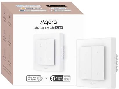 Aqara Rolladenschalter H2 EU für Rollläden/Jalousien, Matter, Thread/Zigbee | 2 Drahtlos-Tasten, Unterstützt Homekit, Alexa, Home Assistant und Google Home (Neutralleiter Erforderlich)