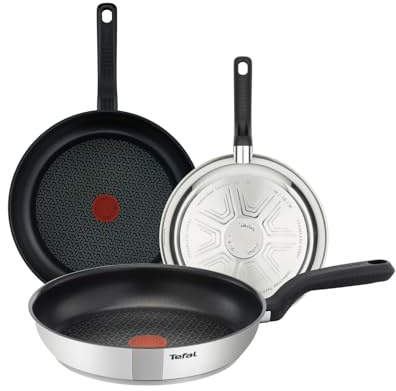 Tefal Comfort Max 3-teiliges Pfannen-Set 20/24/28 cm Tefal, 10 Jahre Garantie, Thermo-Spot-Temperaturanzeige, Antihaftbeschichtung, goldfarben, Kochen