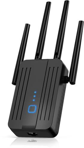 WLAN Verstärker WiFi Repeater WLAN Repeater, 1200Mbit/s WiFi Booster mit Dual-Band (2,4 GHz & 5 GHz), Repeater-Modus/Access Point Modus, Kompatibel mit Allen Routern, Einfacher Einrichtung, Schwarz.