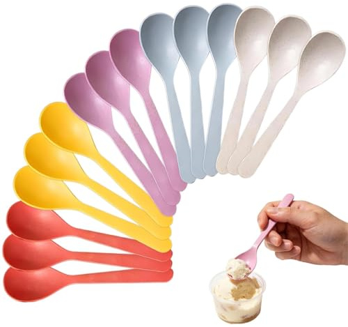 15 Pcs Colorful Plastic Tea Spoon, Hard Reusable Plastic Teaspoons, Multicoloured Short Handled Tea Spoons for Dessert Ice Cream Espresso Soup Rice Kitchen Daily Use
