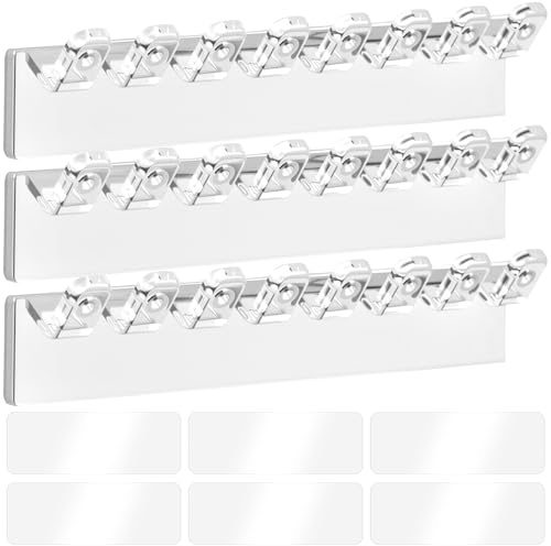 PAGOW 3pcs Necklace Holder Wall Mounted With 8 Hooks, Plastic Hanging Jewelry Organizer Necklace Hooks, Clear Adhesive Jewelry Hanger for Wall Display Earrings Bangles