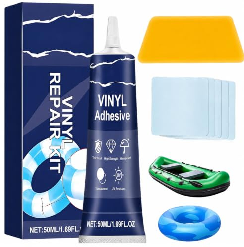 Kit Reparación Piscina, Parche Piscina, Impermeable y Transparente,Parches colchon hinchable,Incluye Almohadilla de Reparación, Adecuado para Castillos Hinchables,Jacuzzis Hinchables, Kayaks 50ML