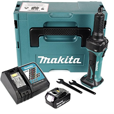 Makita DGD 800 RM1J - Amoladora recta inalámbrica (18 V, 1 batería de 4,0 Ah, cargador y Makpac)