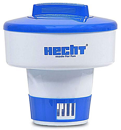 Hecht Brandneuer Chlor Dosierschwimmer für klares sauberes Wasser – Perfekt für große und kleine Pools – Hochwertiger Behälter für alle Tabs und Chlortabletten – Ideales Pool-zubehör (Weiß)