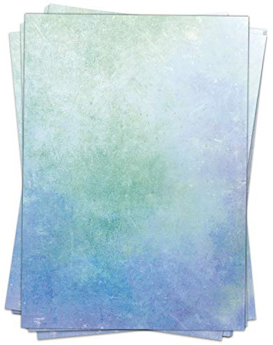 50 Blatt Briefpapier (A4) | Verlauf Grün Blau Lila Aquarell Look | Motivpapier | edles Design Papier | beidseitig bedruckt | Bastelpapier | 90 g/m²
