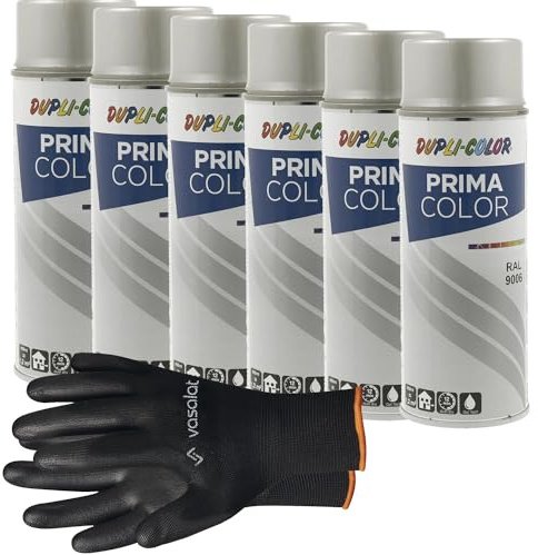vasalat Dupli-Color Lackspray weißaluminium matt RAL 9006 - Sprühlack für Metall, Kunststoff und Holz - wetterfeste Sprühfarbe für den Innen- und Außenbereich UV -beständig, 6 Stück