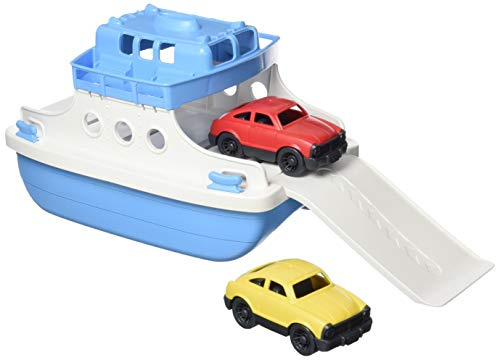 Green Toys Ferry Boat, Blue/White 4C - Pretend Play, Motor Skills, Kids Bath Toy Floating Vehicle. No BPA, phthalates, PVC. Dishwasher Safe, Recycled Plastic, Made in USA.