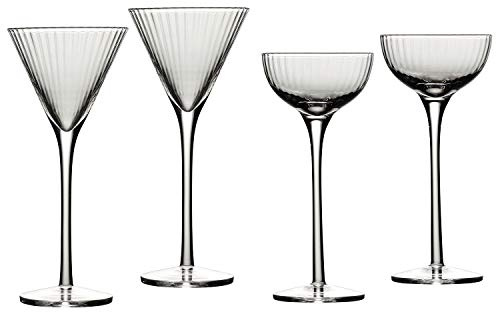 B Brilliant Degustation Tall Stemmed Cordial Glasses 2.5 Ounces, Set of 4 Assorted Shapes, Clear