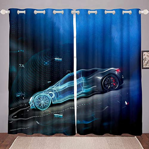 Speed Sports Car Window Trattamenti Race Sport Auto Tende Estrema Sport Tema Finestra Tende per Ragazzi Ragazze Bambini Adolescenti Camera Da Letto Decor Automobile Stile Tenda Finestra W46*L54