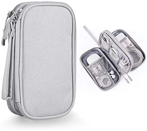 Bevegekos Electronics Accessories Organizer Pouch Bag, Designed for Power Adapter/Charger/Cables/Mouse, for Travel (Light Grey)