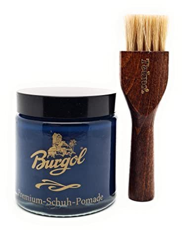 Burgol Premium Schuh Pomade 100ml mit langer Tiegelbürste Blau