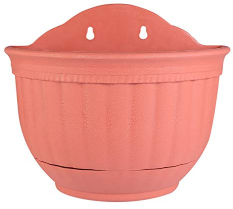 HEMOTON Blumentopf Wand Hängend Pflanztopf Wandvasen Blumenkasten Balkonkasten Kaktus Sukkulenten Topf Wanddeko für Indoor Outdoor Balkon Garten Deko 15x22cm Rot
