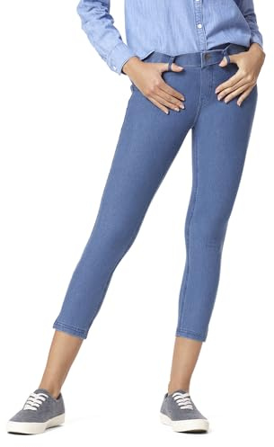 HUE Ankle Slit Essential Denim Capri Calcetines, Lavado Medio, M para Mujer