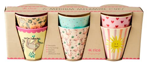 Rice - Medium Melamine Cups 6 Pcs - Funky Print Multi