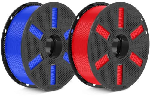 JAYO PETG Filament 1.75mm Blau+Rot 2.2KG, Zäh & Vielseitig 3D Filament | Hohe Festigkeit, Drucke brechen nicht, Verzugneigung, Maßgenauigkeit +/- 0.02 mm, für die meisten FDM 3D Drucker