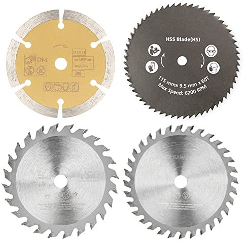 Veciado Lame de Scie au Carbure Multifonction 115 X 10 Mm Lot de 4 Lames de Scie Circulaire en Plastique