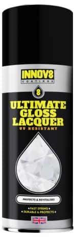 Innov8 Coatings Ultimate Gloss Lacquer Spray 400ml - Use on Metal, Plastic, Wood & Ceramic - Interior & Exterior - UV Resistant, Fast Drying, Non Yellowing, Seals & Protects