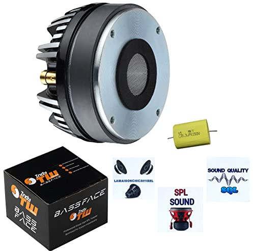1 Bass Face INDYTW/Three Driver compresión 120 vatios rms 240 vatios máximo diámetro de Garganta 2,50 cm 4 ohmios 105 db Bobina 3,4 cm + Condensador y 3 Pegatinas Gratis, 1 Pieza