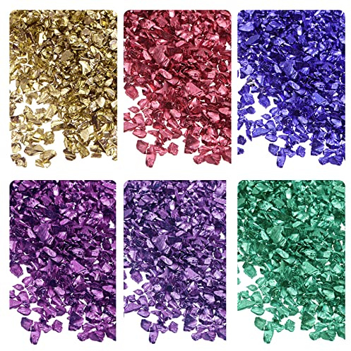 sourcing map 6 Farben Glassplitter 1-4mm unregelmäßig glitzernd metallisch Glas 28g Lila