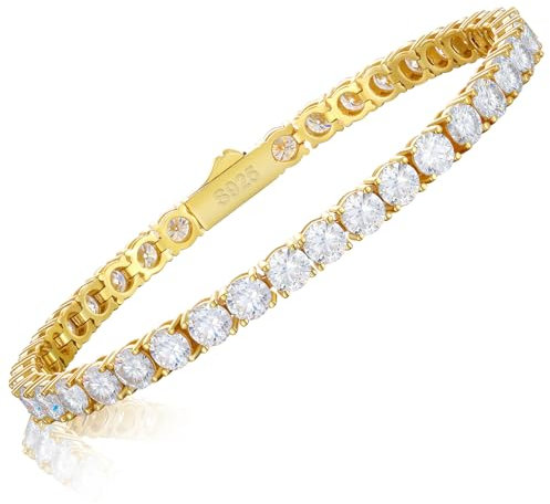 Moissanit-Tennisarmband, 2,25–21 Karat, Moissanit-Armbänder für Damen, Herren, 18 Karat Weißgold plattiert, 925er Sterlingsilber, 2 mm-5 mm D, Farbe VVS1, Rundschliff, im Labor hergestellter