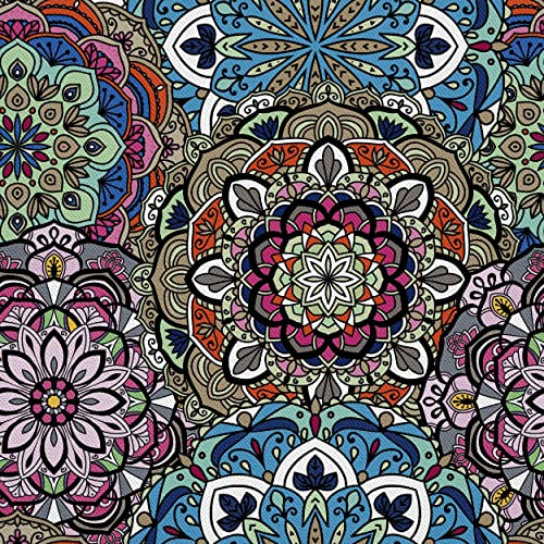 HEKO PANELS Stoff Oxford wasserdicht, Mandala, 1 Meter 155 x 100 cm | Dekostoffe zum Nähen und Handwerken, blickdichte Möbelstoffe, Nähstoffe DIY, als Meterware erhältlich