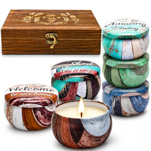 Luxury Scented Candle Gift Set for Women Natural Soy Wax Aromatherapy Candles in Elegant Wooden Gift Box for Relaxing, Self Care & Cosy Home Spa, Small Thoughtful Gift for Birthday, Mum, Christmas