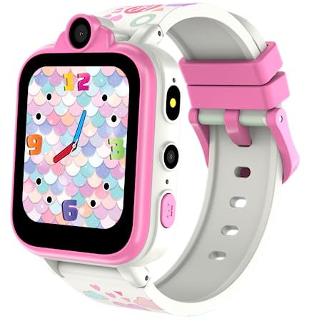 IOWODO Smartwatch per Bambini con Chiamata, 2G SIM con Fotocamera SOS Watch Integrato Nella Scheda SD, 18 Giochi Puzzle Allarmi per Bambini Smart Watch per Ragazzi Ragazze 3-12Y
