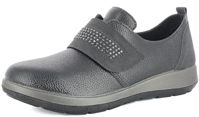 PantoSCARPE Sneakers Donna Chiusura a Strappo Regolabile, Scarpa da Ginnastica Donna con Plantare Estraibile, Nero, 38