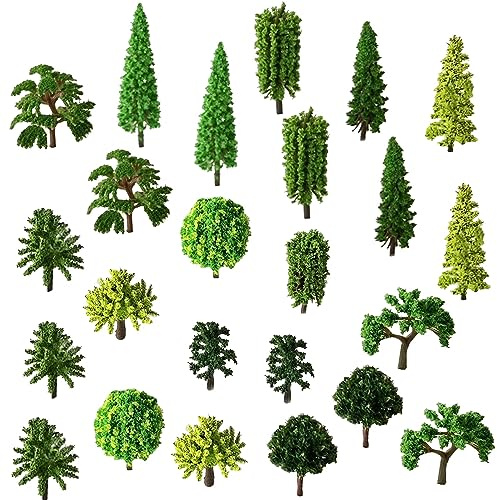 CaiYuanGJ 60 Stück Modellbau Bäume, Miniatur Bäume, Blumenbaum Modell, Mixed Modell Baum, Zug Eisenbahn Modellbau Landschaft, für DIY Eisenbahn Landschaft Gartendeko, 12 Stile (2-6cm)