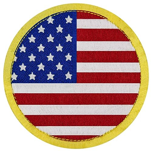 Amerikansk cirkulär amerikansk flagga broderad lapp USA rund nationell emblem applikation fästkrok och ögla emblem
