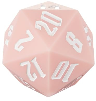 IUSTIDIE Dadi singoli in silicone da 55 mm D20, a 20 facce, D20 giganti, grandi D20, morbidi e confortevoli al tatto, buttafuori perfetti, antistress, per giochi di ruolo D&D (rosa con numeri bianchi)