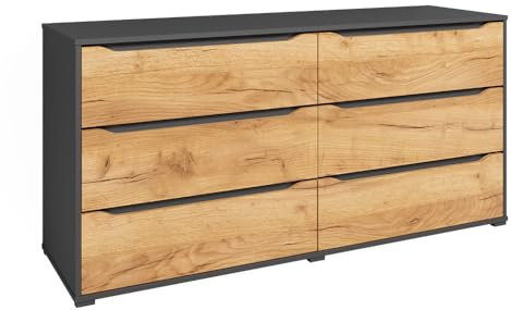 Vicco Credenza Ruben, Quercia dorata/antracite, 48 x 77.6 cm con cassetti