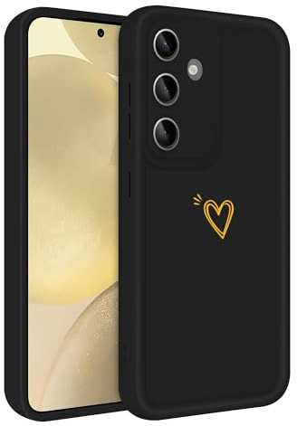 ChoosEU Hülle für Samsung Galaxy S24 Dünn Silikon Handyhülle mit Liebesherz Love Muster Motiv für Mädchen Frauen Jungen Stoßfeste Kratzfeste Weich Case Griffige Schutzhülle für Galaxy S24 5G - Schwarz